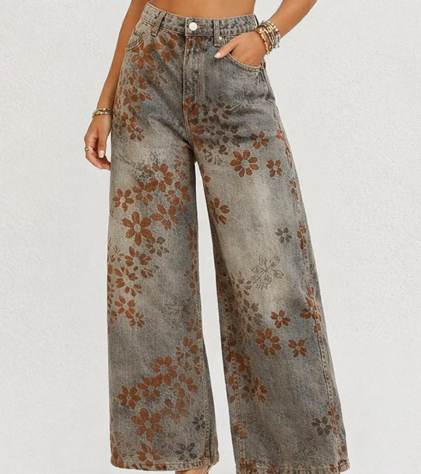 Floral Wide Leg Jeans
