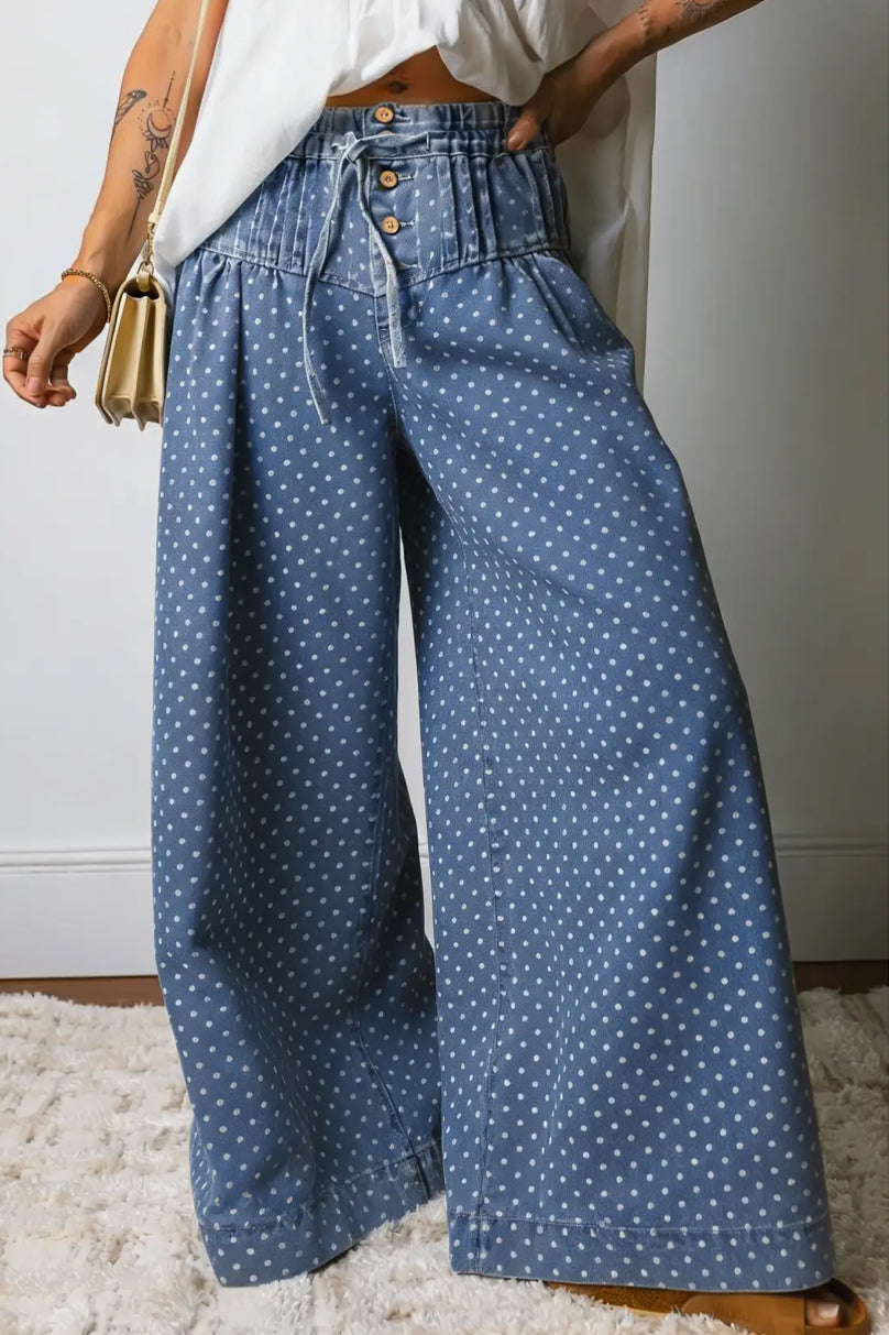 Dotted Denim Wide leg